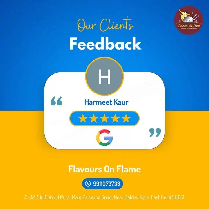Harmeet Kaur's delightful experience at Flavours On Flame in Delhi! She raved about our scrumptious Chicken Hyderabadi B...